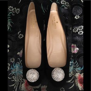 KATE SPADE NADIRA BLACK SUEDE CRYSTAL SHOES 8.5